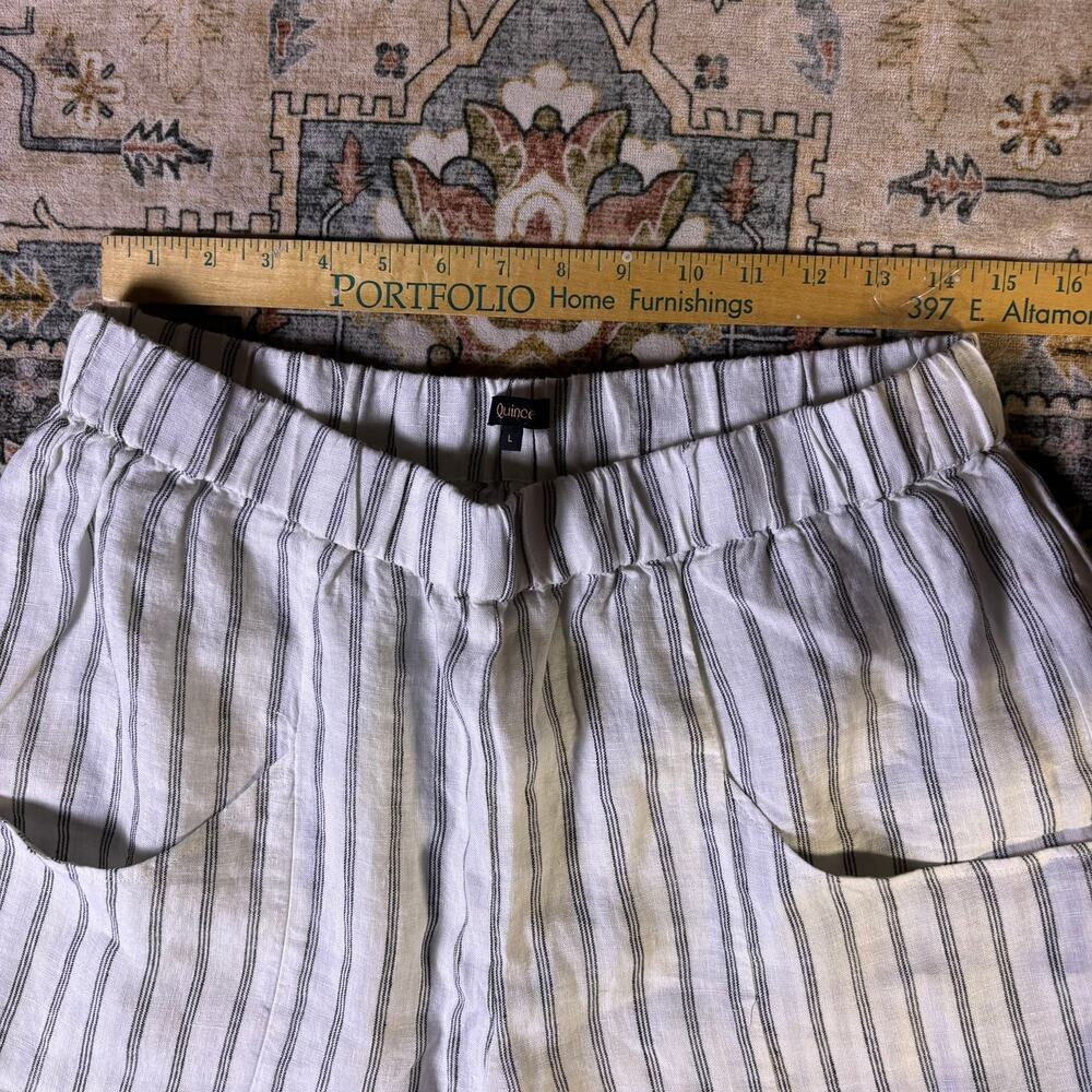 Quince linen pinstripe pants women’s summer comfort breathable bottom size Large - Picture 8 of 11